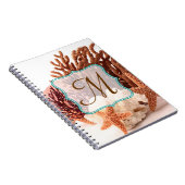 Beach Coral Star Fish Monogram Initiaal Notitieboe Notitieboek (Rechterzijde)