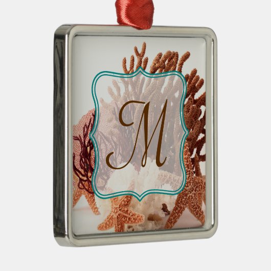Beach Coral Star Fish Monogram Initiaal Ornament (Rechts)