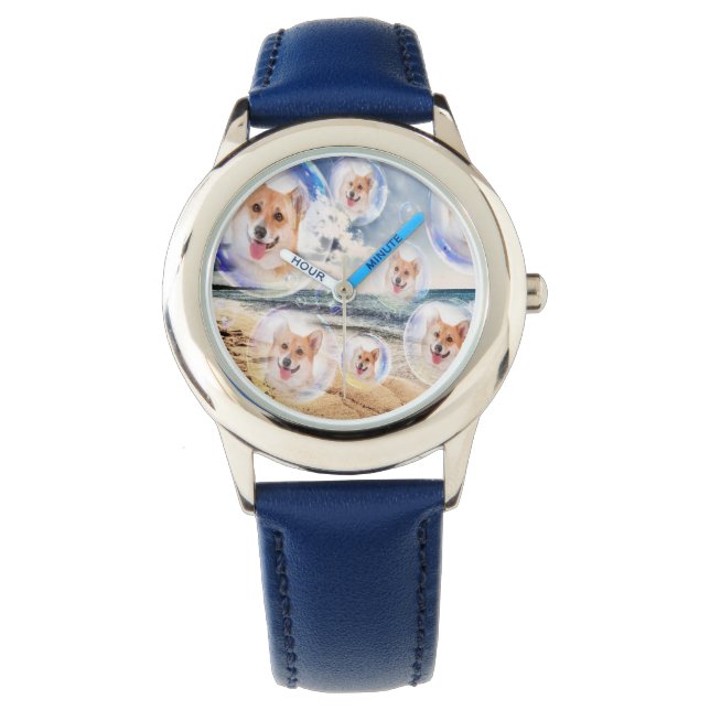 Beach Corgis Horloge (Voorkant)