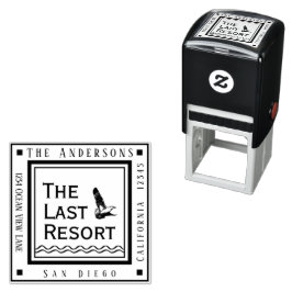 Beach Cottage Jouw naam en Address Square Zelfinktende Stempel