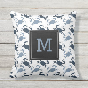 Beach Cottage OutdoorKussens Nautical Blue Crabs Buitenkussen