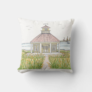 Beach Cottage Pillow met White back Kussen