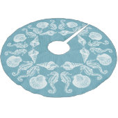  Beach Cottage schelpen wit blauw Kerstboom Rok (Gekanteld)