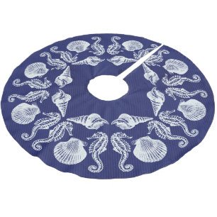 Beach Cottage schelpen wit blauw Kerstboom Rok