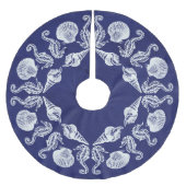 Beach Cottage schelpen wit blauw Kerstboom Rok (Voorkant)