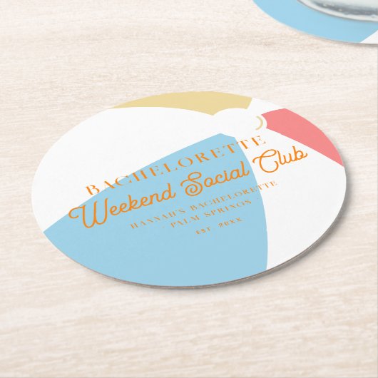 Beach Country Club | vrijgezellen Ronde Kartonnen Onderzetter (Gebogen)