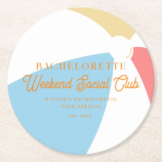 Beach Country Club | vrijgezellen Ronde Kartonnen Onderzetter (Voorkant)