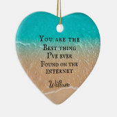 Beach couple photo Valentine Keramisch Ornament (Rechts)