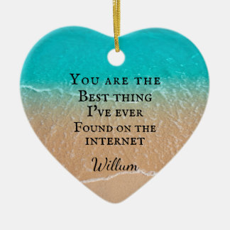 Beach couple photo Valentine Keramisch Ornament