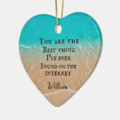 Beach couple photo Valentine Keramisch Ornament (Links)