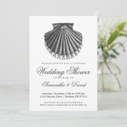 Beach Couple's Wedding Shower Scallop Shell Charco Kaart (Staand voorkant)