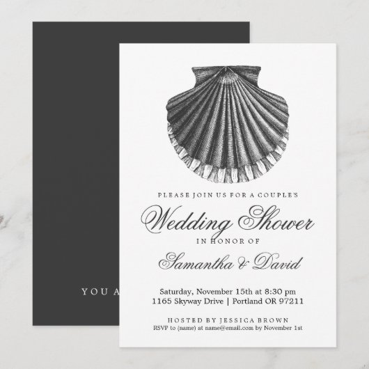 Beach Couple's Wedding Shower Scallop Shell Charco Kaart (Voorkant / Achterkant)