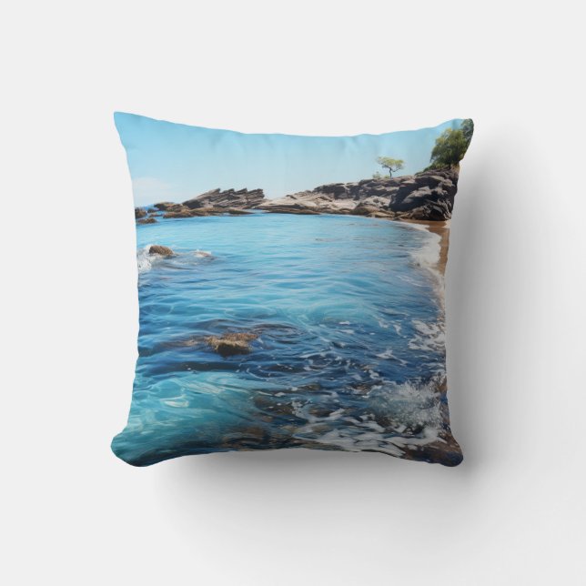 Beach Cove Foam Waves Kussen (Voorkant)