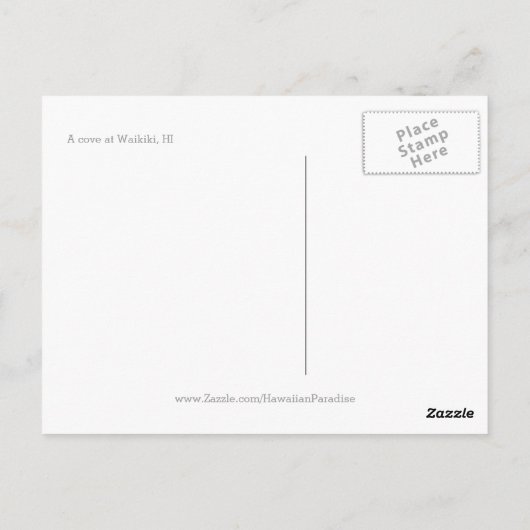 Beach Cove in Waikiki in Oahu Briefkaart (Achterkant)