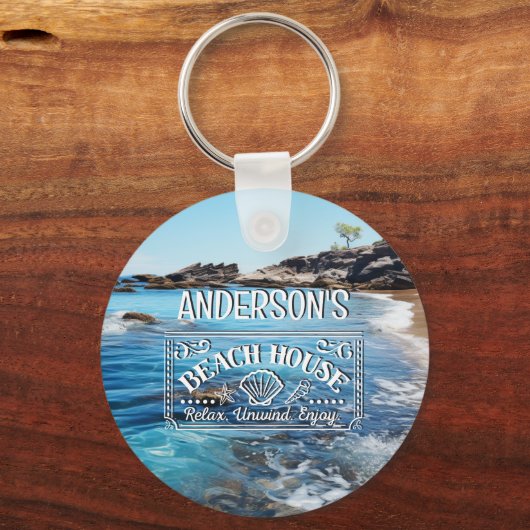 Beach Cove Schilderen Uw avontuur begint Sleutelhanger (Voorkant)