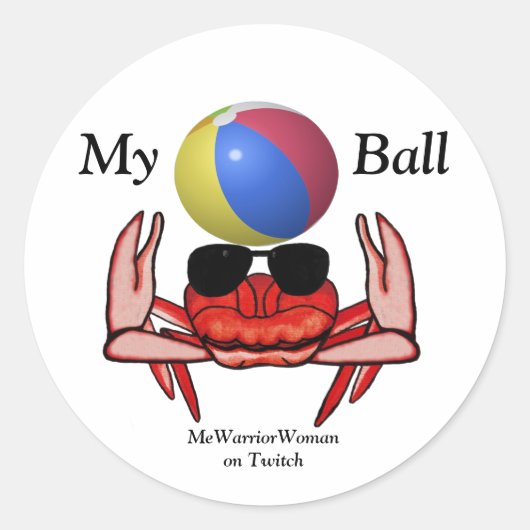 Beach Crab, My Ball, MeWarriorWoman op Twitch Ronde Sticker (Voorkant)