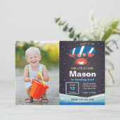 Beach Crab verjaardagsuitnodiging met foto Kaart (Staand voorkant)