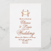 Beach Crab Wedding Prigedrukte Folie Uitnodiging (Voorkant)