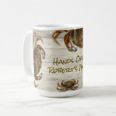 Beach Crabs Hands Off Personalized Mug Koffiemok (Voorkant links)