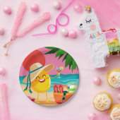 “Beach Crazy” Papieren Bordpapierplaat Bordje (Feest)