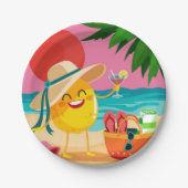 "Beach Crazy" Ronde papieren Bord (Voorkant)