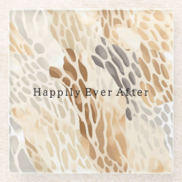Beach Cream Abstract Animal Glazen Onderzetter