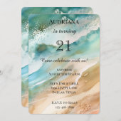 Beach Cream Aqua Ocean Verjaardag Kaart (Voorkant / Achterkant)