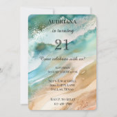 Beach Cream Aqua Ocean Verjaardag Kaart (Voorkant)