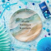 Beach Cream Aqua Ocean Verjaardag Papieren Bordje (Feest)