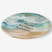 Beach Cream Aqua Ocean Verjaardag Papieren Bordje (Gekanteld)