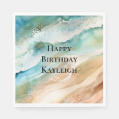 Beach Cream Aqua Ocean Verjaardag Servet (Voorkant)