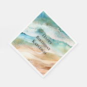 Beach Cream Aqua Ocean Verjaardag Servet (Hoek)