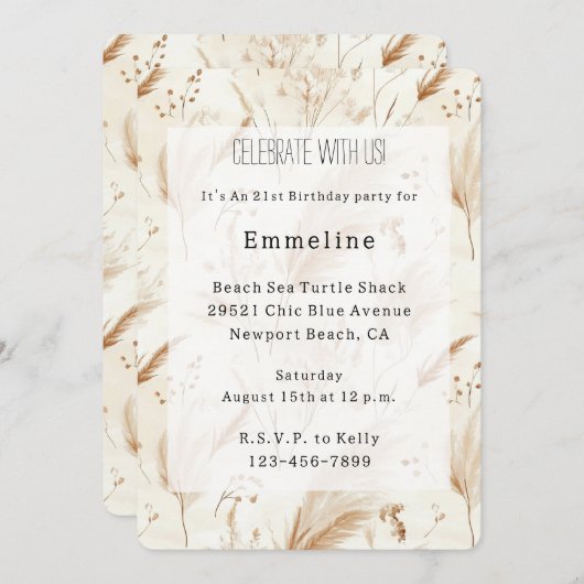 Beach Cream Sand Birthday Kaart (Voorkant / Achterkant)