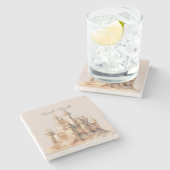 Beach Cream Sand Castle Stenen Onderzetter (Zijkant)