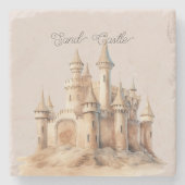 Beach Cream Sand Castle Stenen Onderzetter (Voorkant)