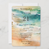 Beach Cream Turquoise Aqua Ocean Verjaardag Kaart (Voorkant)