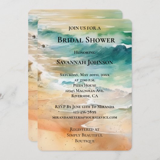 Beach Cream Turquoise Aqua Ocean Vrijgezellenfeest Kaart (Voorkant / Achterkant)