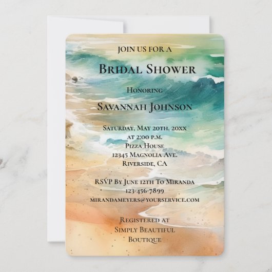 Beach Cream Turquoise Aqua Ocean Vrijgezellenfeest Kaart (Voorkant)