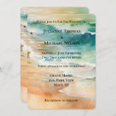 Beach Cream Turquoise Aqua Ocean Wedding Kaart (Voorkant / Achterkant)