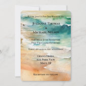 Beach Cream Turquoise Aqua Ocean Wedding Kaart (Voorkant)