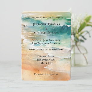 Beach Cream Turquoise Aqua Ocean Wedding Kaart