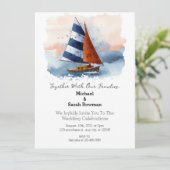 Beach Cruise Boot Bruiloft uitnodiging (Staand voorkant)