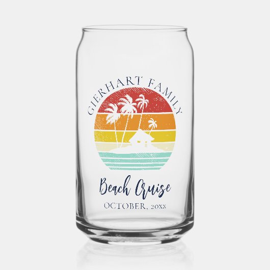 Beach Cruise Familie Vakantie Bijpassende Keepsake Blikvorm Glas (Voorkant)