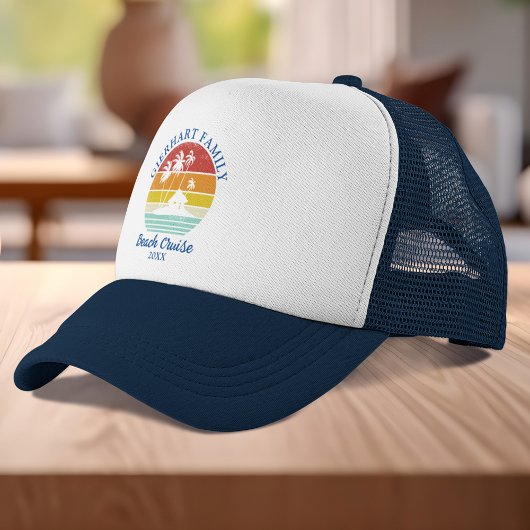 Beach Cruise Family Reunion Retro Matching Trucker Pet