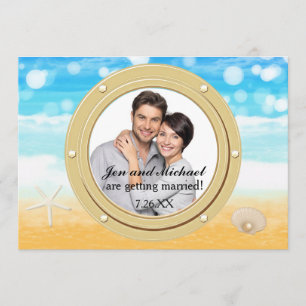 Beach Cruise Shell bruiloft haven foto uitnodiging