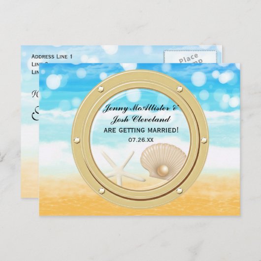 Beach Cruise Ship Port Verloving Sla de datum op Briefkaart (Voorkant / Achterkant)