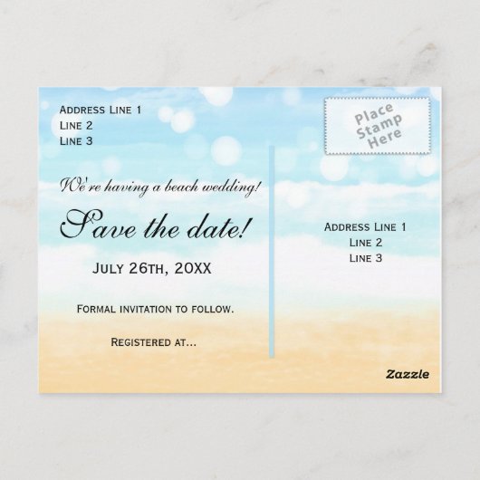 Beach Cruise Ship Port Verloving Sla de datum op Briefkaart (Achterkant)