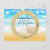 Beach Cruise Ship Port Verloving Sla de datum op Briefkaart (Voorkant)