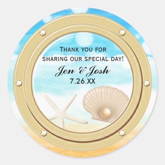 Beach Cruise Zee Port Hole Favor Stickers (Voorkant)