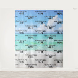 Beach Custom Business Logo Step & Herhaal achtergr Wandkleed
